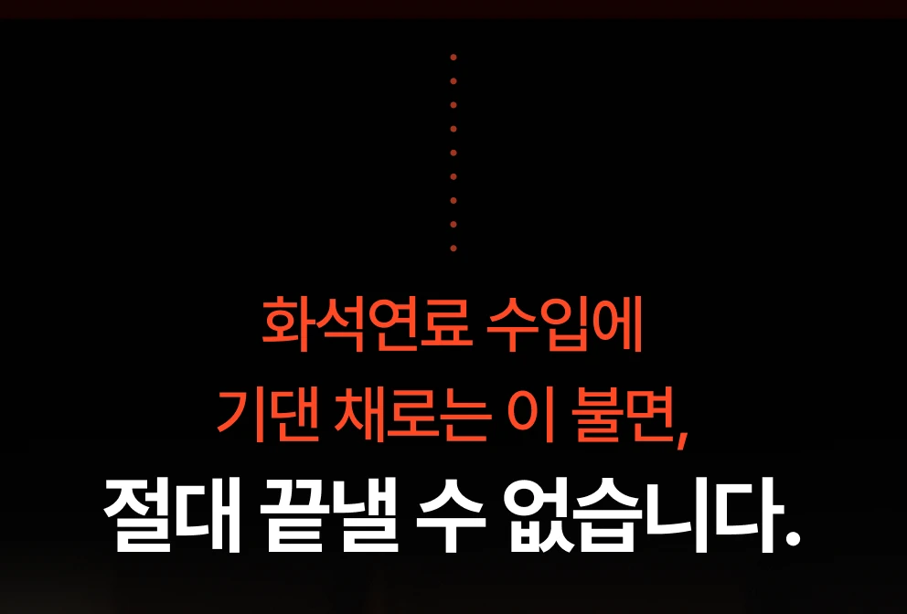 화석연료 수입에 기댄 채로는 이 불면, 절대 끝낼 수 없습니다.